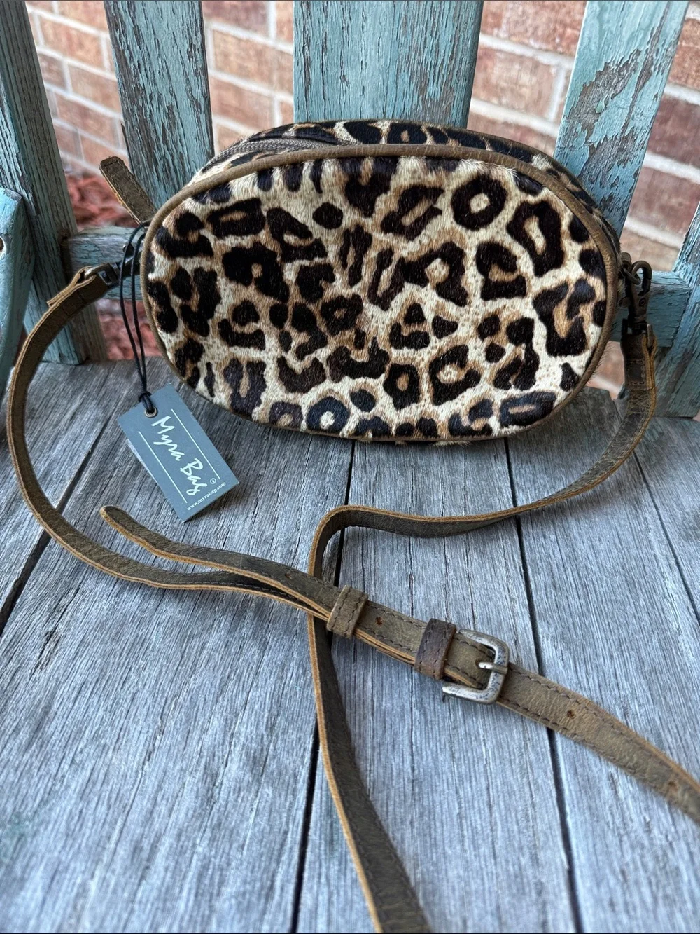 Myra Bag Paradigm Shift Swing Leopard Print Crossbody Bag - Faux Haircalf - Picture 3 of 11